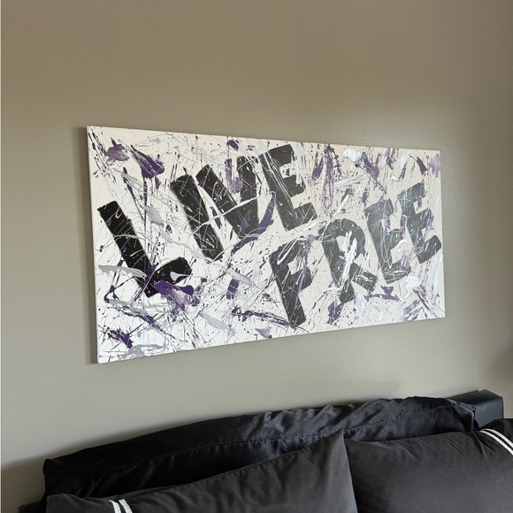 3 canvas. Black, silver, purple. Local artist. - Picture 2 of 5